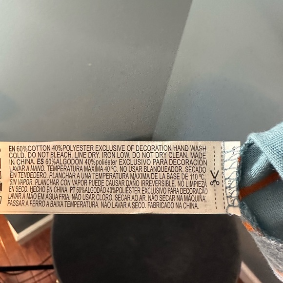 Forever 21 Men Take It Easy Embroidered Graphic Striped Crewneck Tee Orange/Blue - Picture 9 of 9